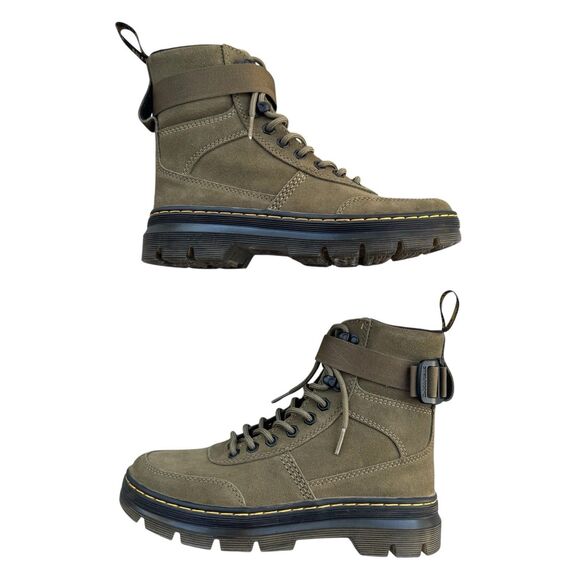 Dr. Martens Combs Tech Suede Boots Womens 7 Mens 6 Olive Green Combat Lace Up - Picture 4 of 10